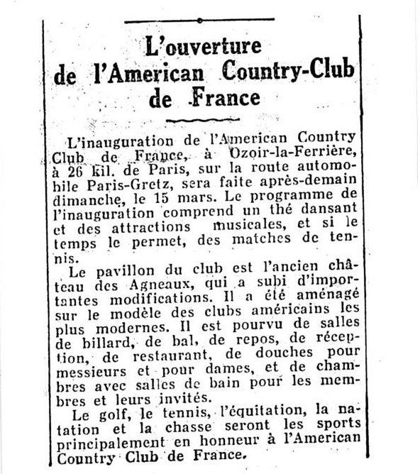 15 mars 1931 Ouverture de lAmérican Country Club de France page 001