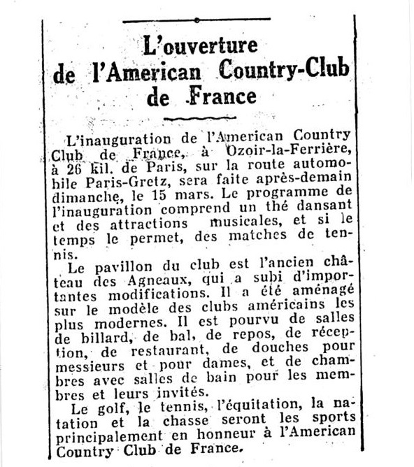 15 mars 1931 Ouverture de lAmérican Country Club de France page 001