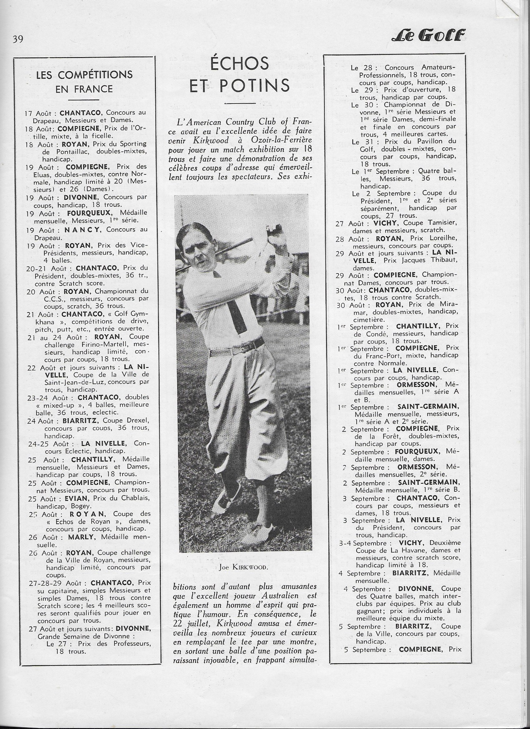 ACC Magazine Le Golf 15 aout 1934