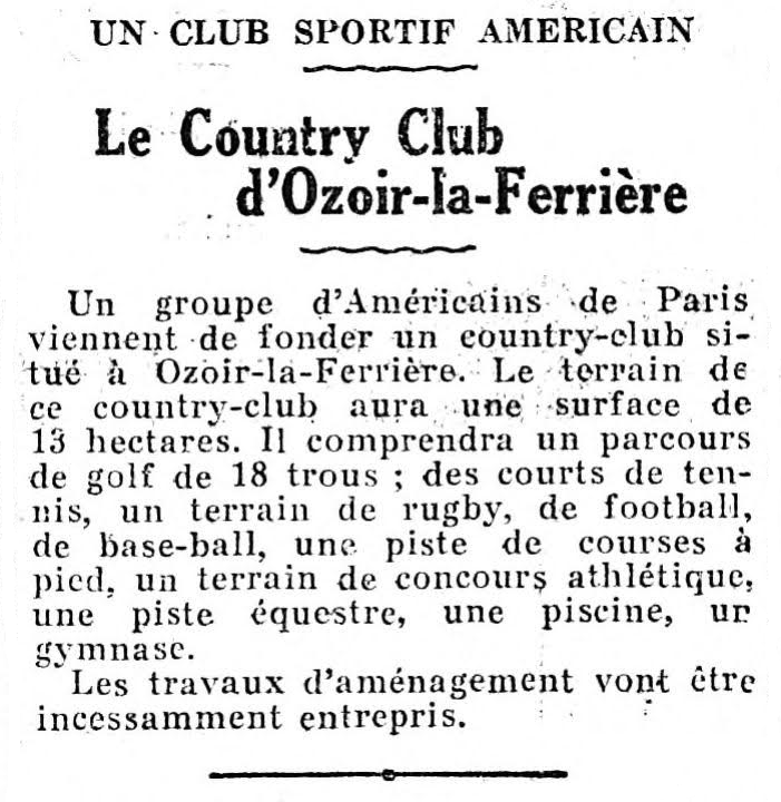 Création de lAmérican Country Club en 1930 Le Figaro 17 Août 1930
