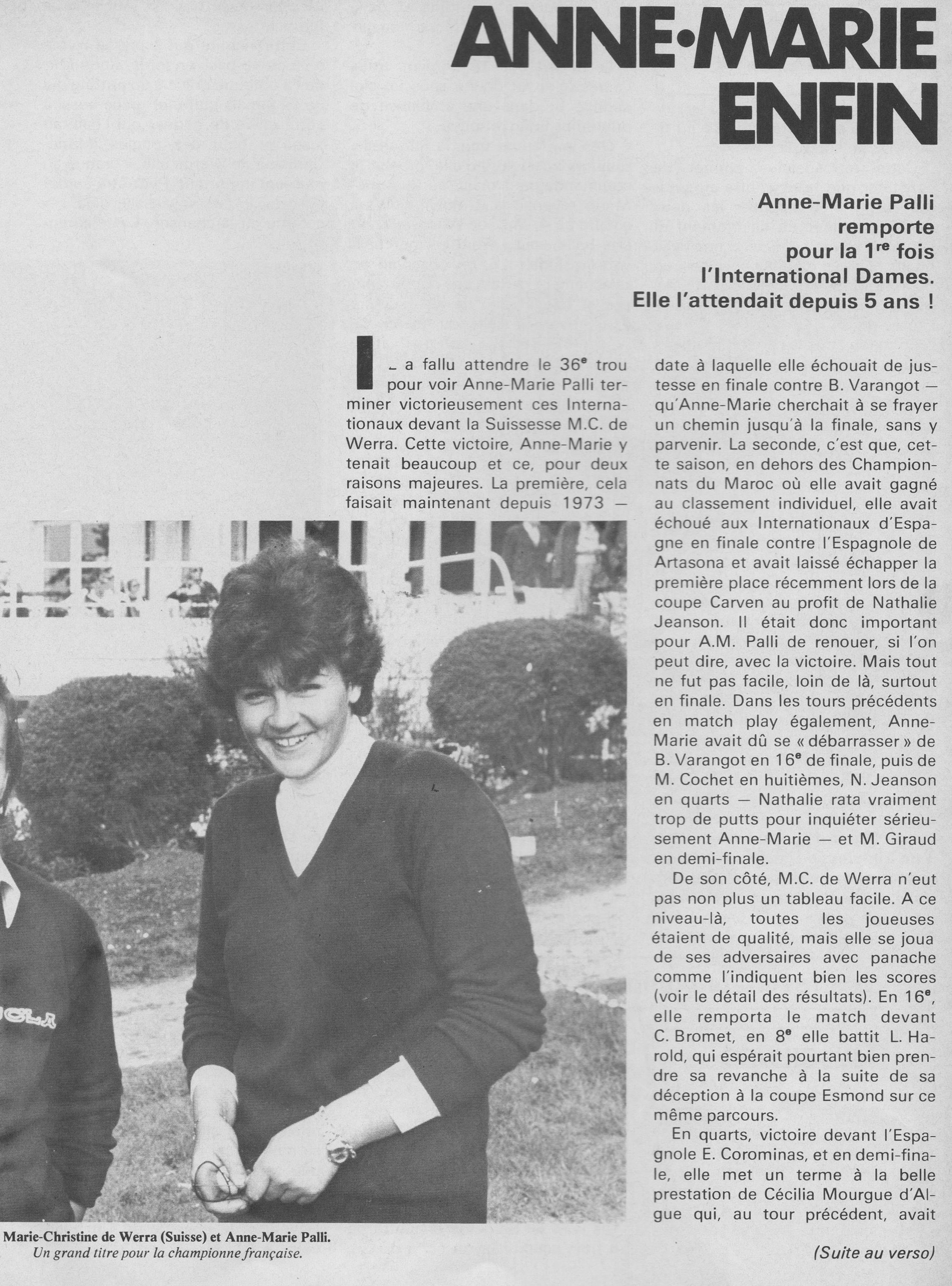 Internationaux de France Dames 1977 1