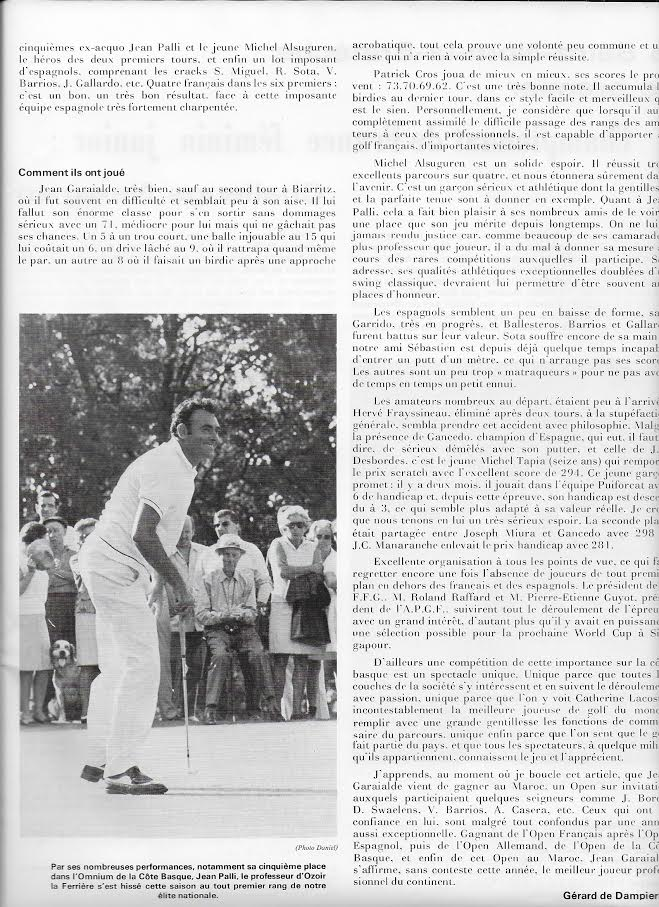 Jean Palli Pro Ozoir Tennis et Golf Octobre 1969